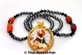 Gilt Thai Amulet with haematite chain for health, wealth & prosp
